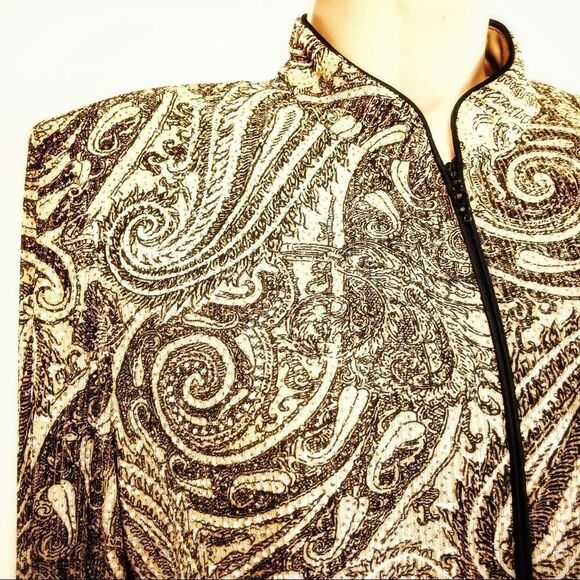 Vintage Sparkling Paisley Mandarin Jacket Sz M - Picture 3 of 14